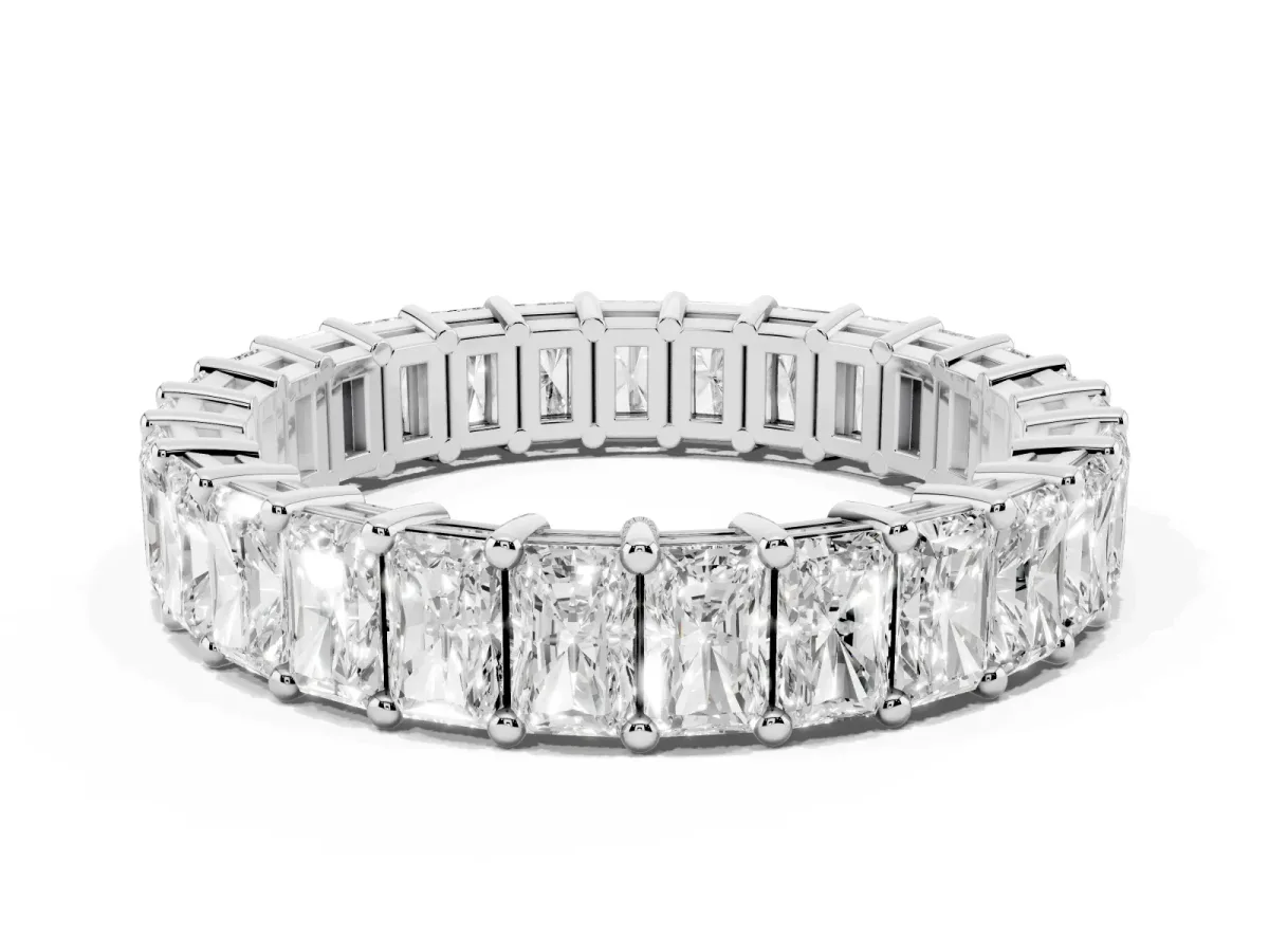 radiant Cut eternity band with shared prong setting Silver