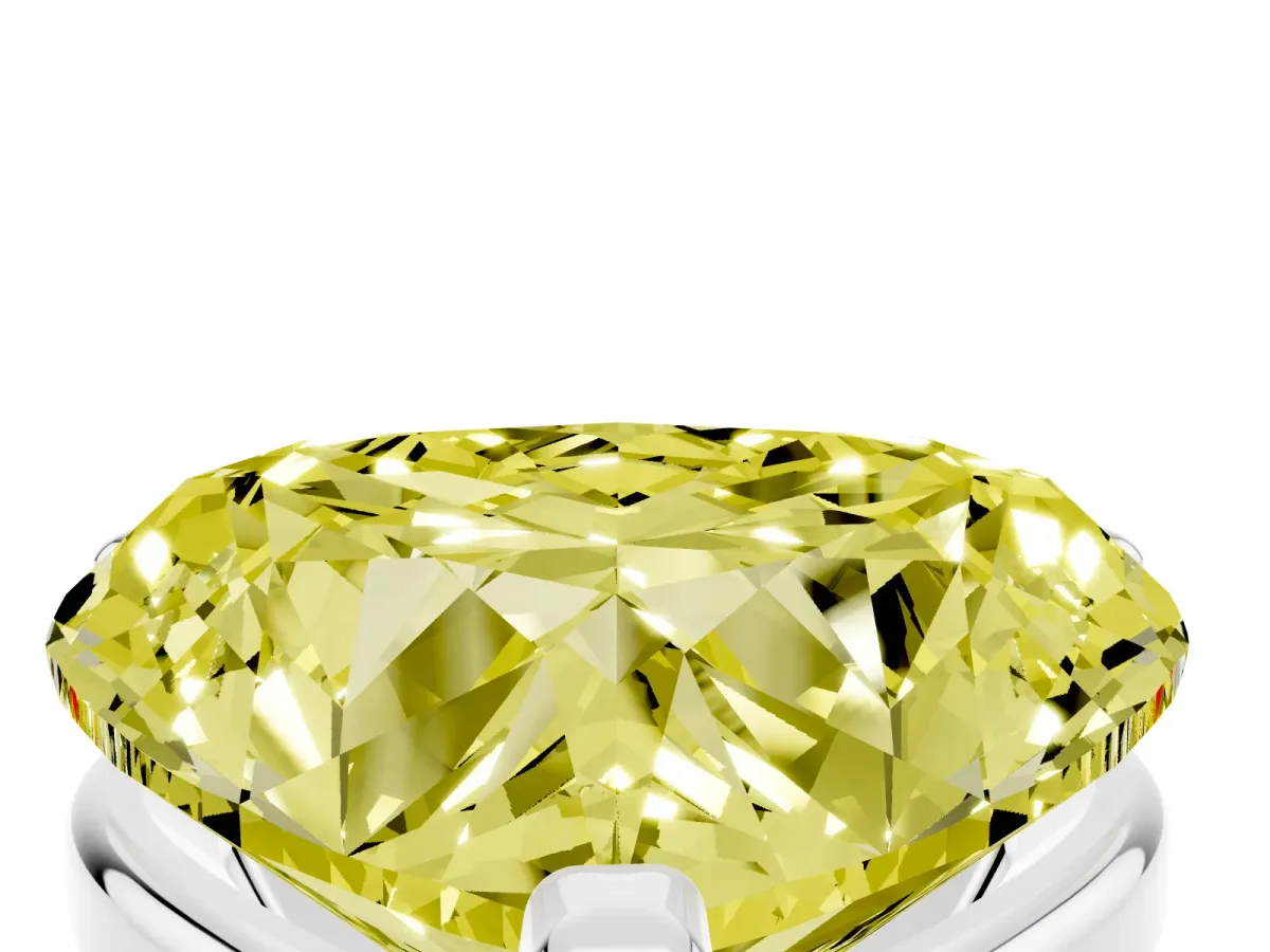 Fancy Yellow Heart Cut Diamond Solitaire Ring with Prong Setting and Classic Band White gold