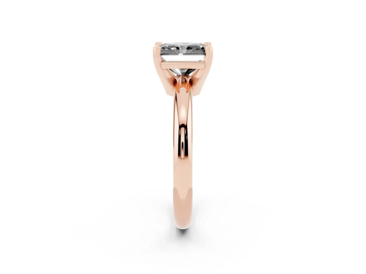 Fancy Black Radiant Cut Diamond Solitaire Engagement Ring with Round Band and Four-Prong Setting Rose gold
