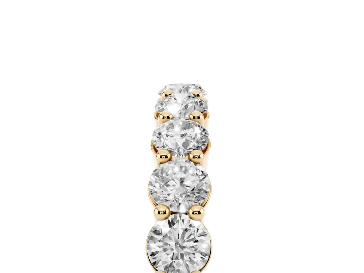 Round Diamond Half Eternity Band with Prong Setting Yellow gold