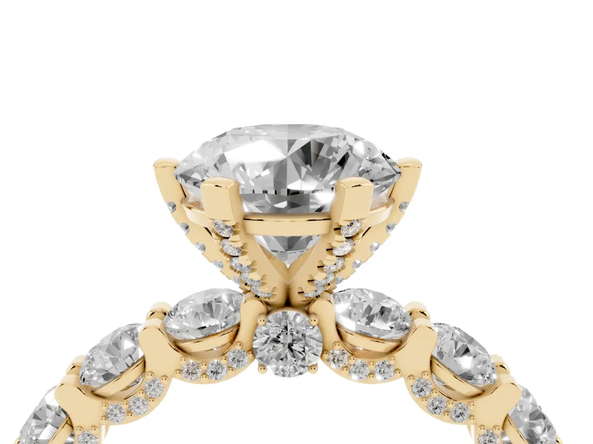 Round Diamond Mens Ring with Graduated Side Stones Yellow gold