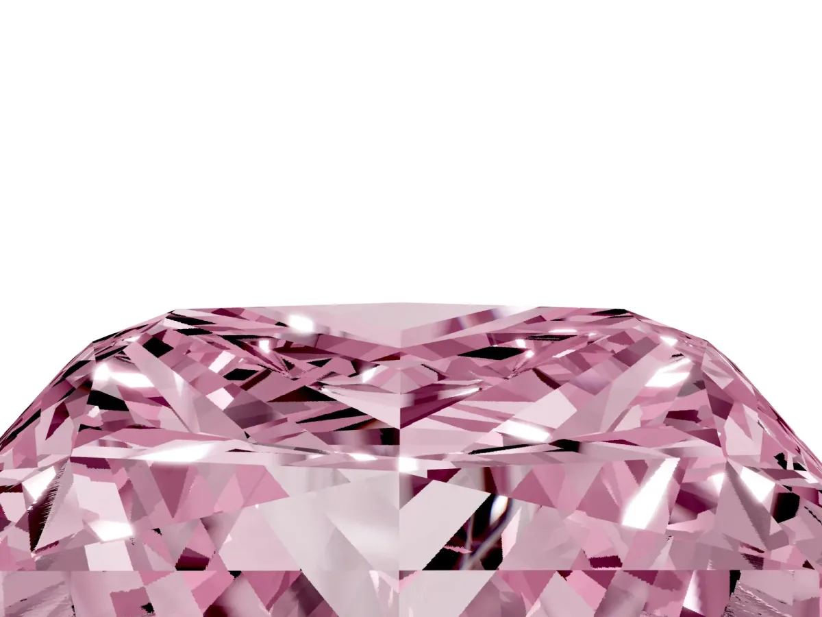 Fancy Pink Princess Cut Halo Diamond Ring with Milgrain and Bezel Accents on a Split Shank Band Platinum