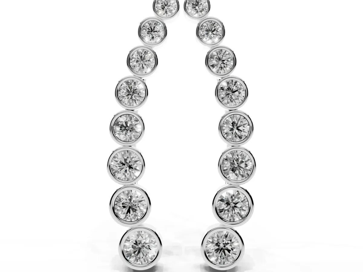 Bezel-Set Round Diamond Climber Earrings Silver