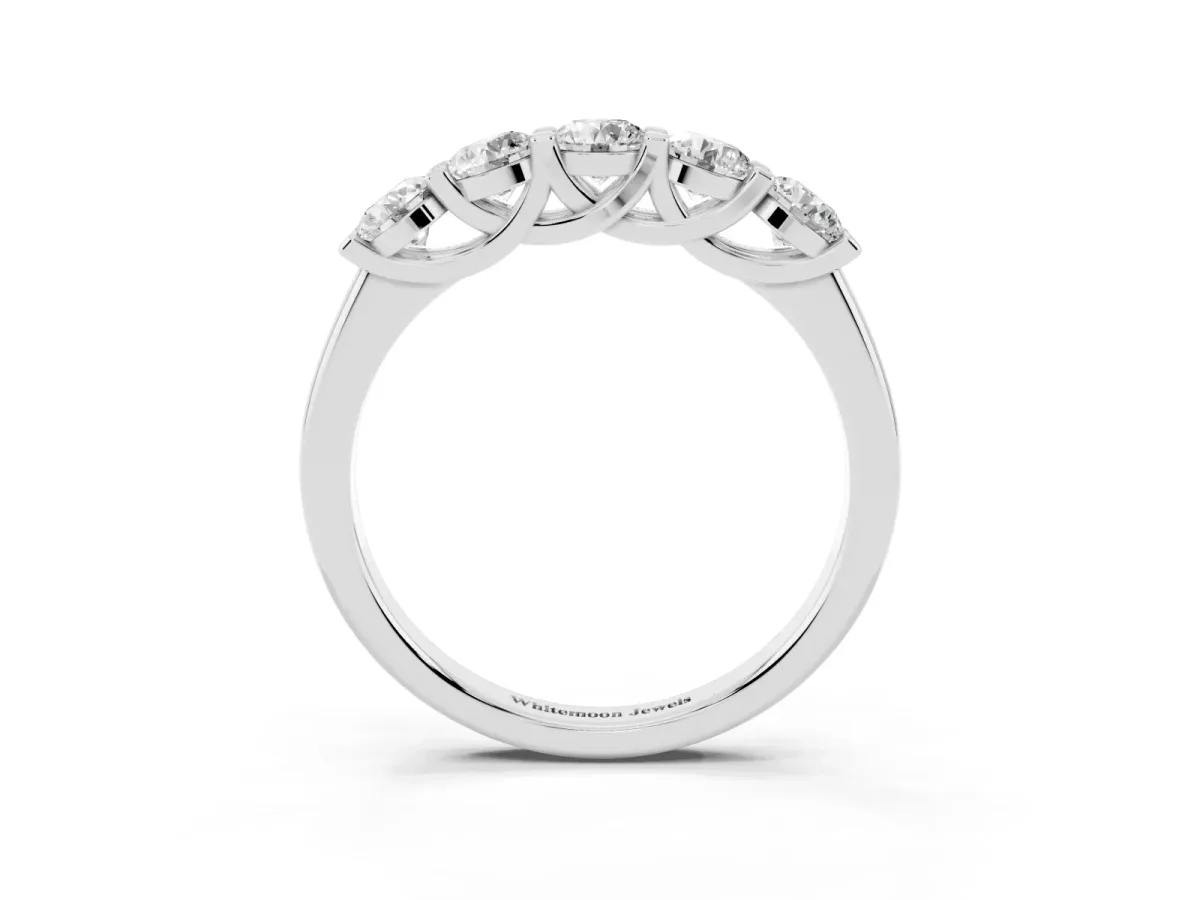 Round Cut Diamond Half Eternity Band with Prong Setting Silver