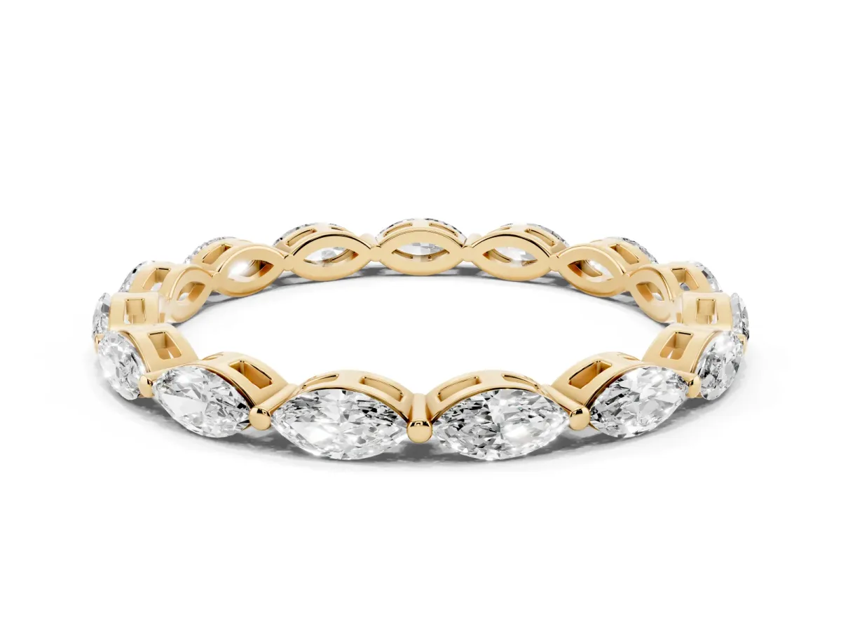Marquise Diamond Eternity Band with U-Prong Setting Yellow gold