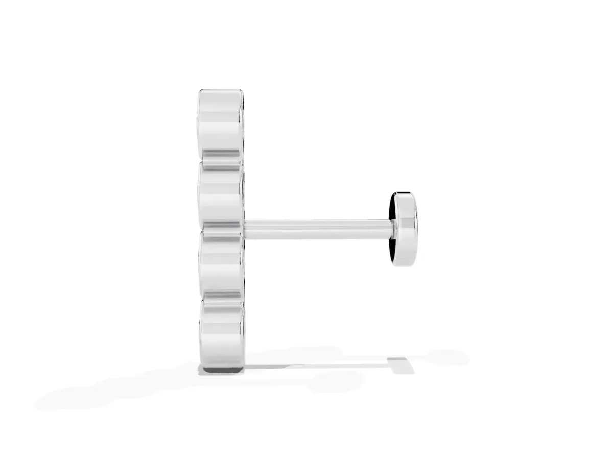 Round Diamond Row Flatback Earring Silver