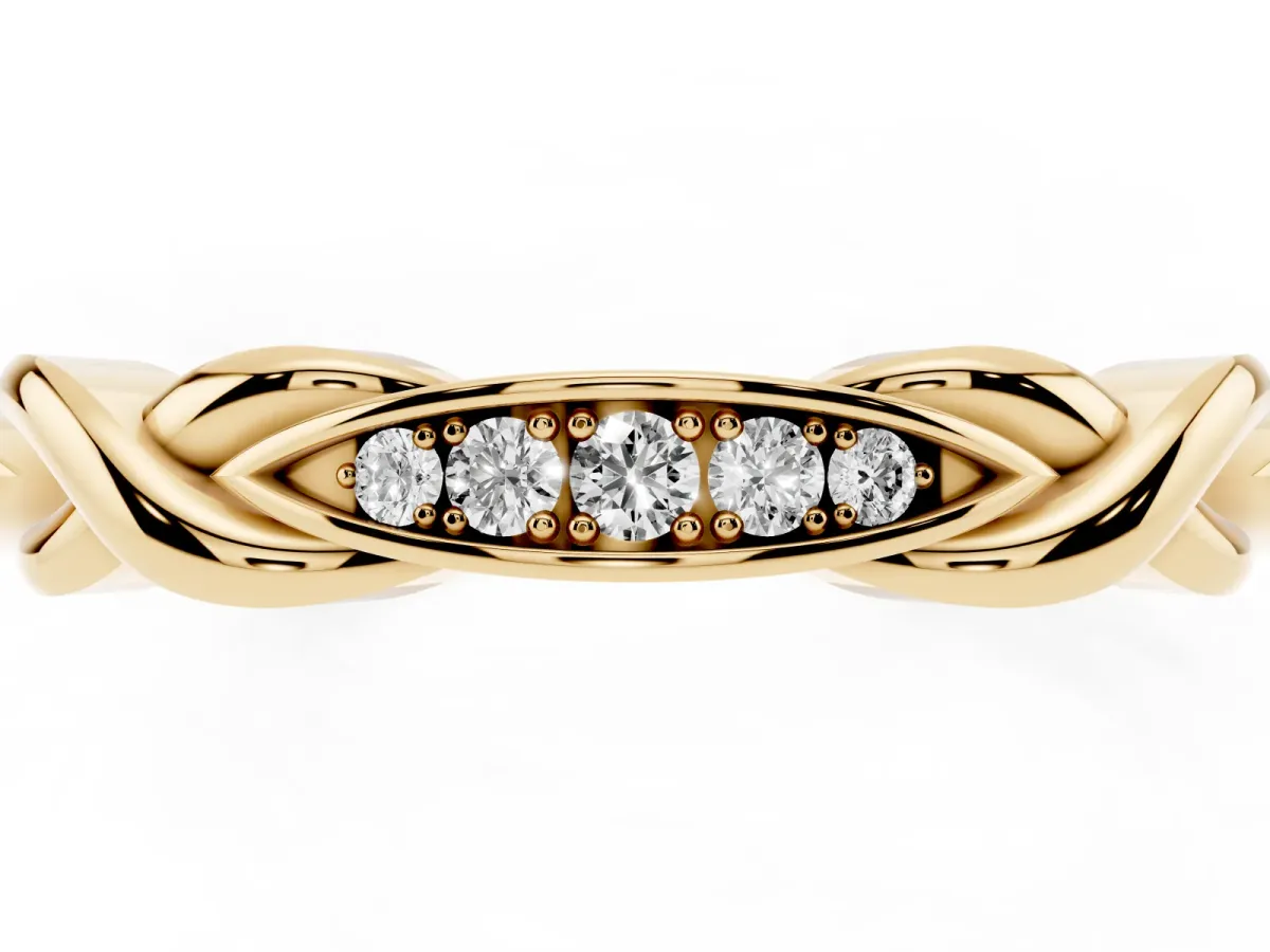 Twisted Marquise Diamond Pavé Band with Shared Prong Setting Yellow gold