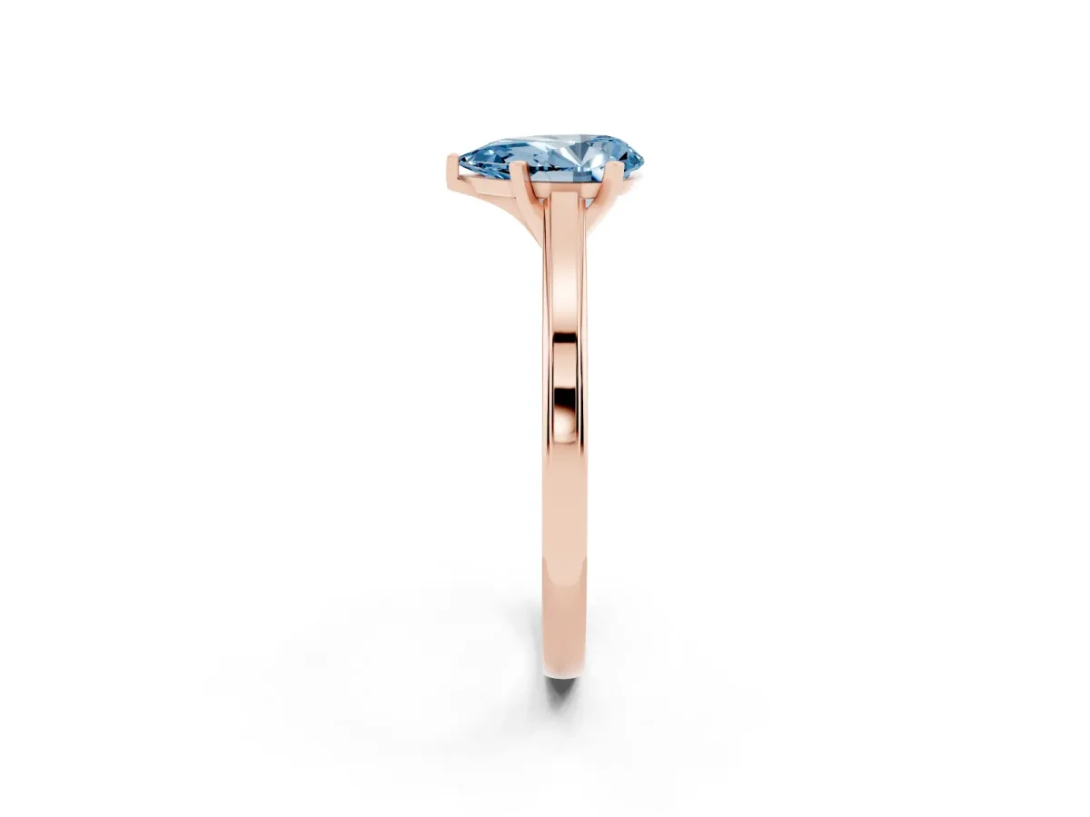 Fancy Blue Pear Cut Solitaire Diamond Ring with Four-Prong Setting and Classic Band Rose gold