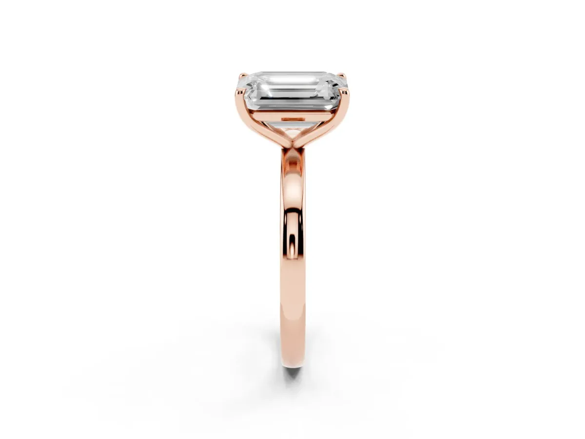 Fancy Green Oval Cut and Emerald Cut Toi Moi Ring with Prong Setting Rose gold