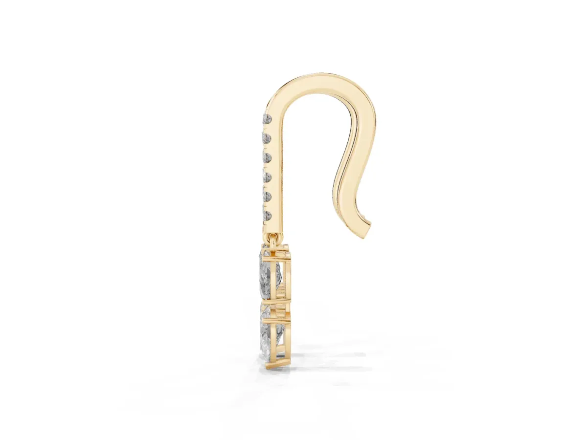 Cushion Cut Diamond Multi-Shape Drop Earrings Yellow gold