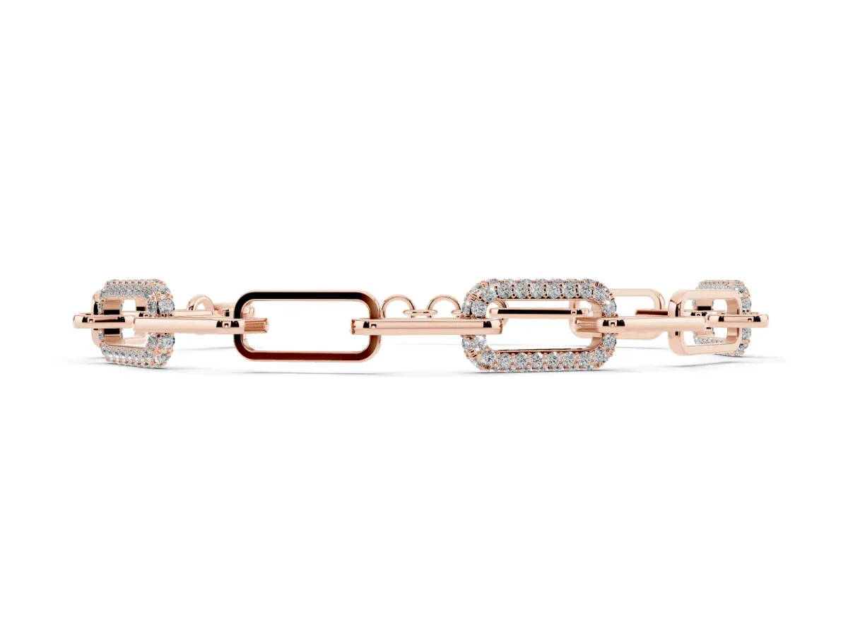 Pavé Round Diamond Link Bracelet with Four-Prong Setting Rose gold