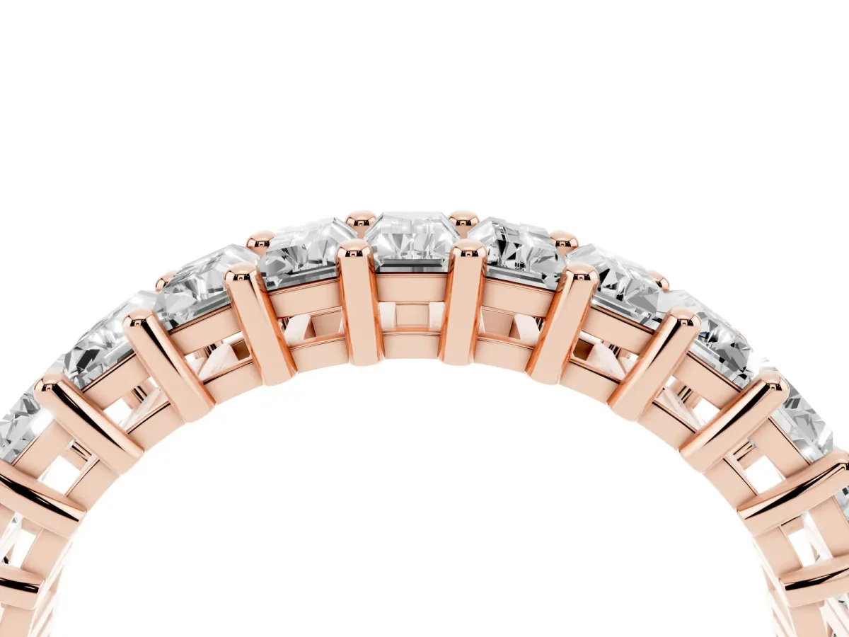 Baguette Cut Eternity Band with Shared Prong Setting Rose gold