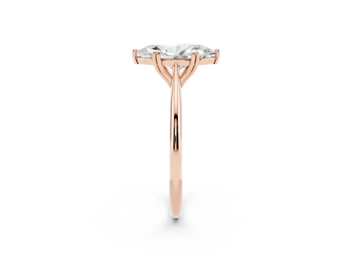 Marquise Cut Solitaire Diamond Ring with Six-Prong Setting and Classic Band Rose gold