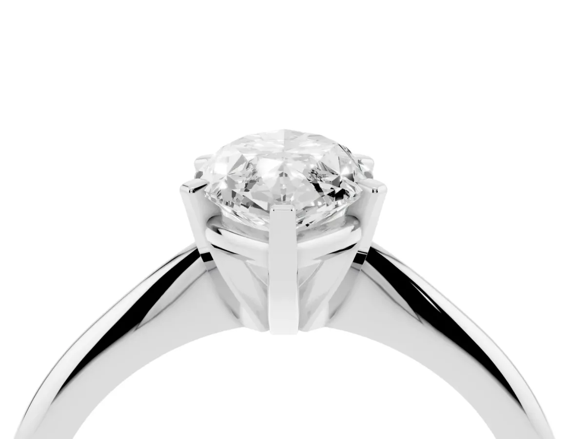 Marquise Cut Cut Solitaire Ring with Four-Prong Setting on a Classic Band Silver