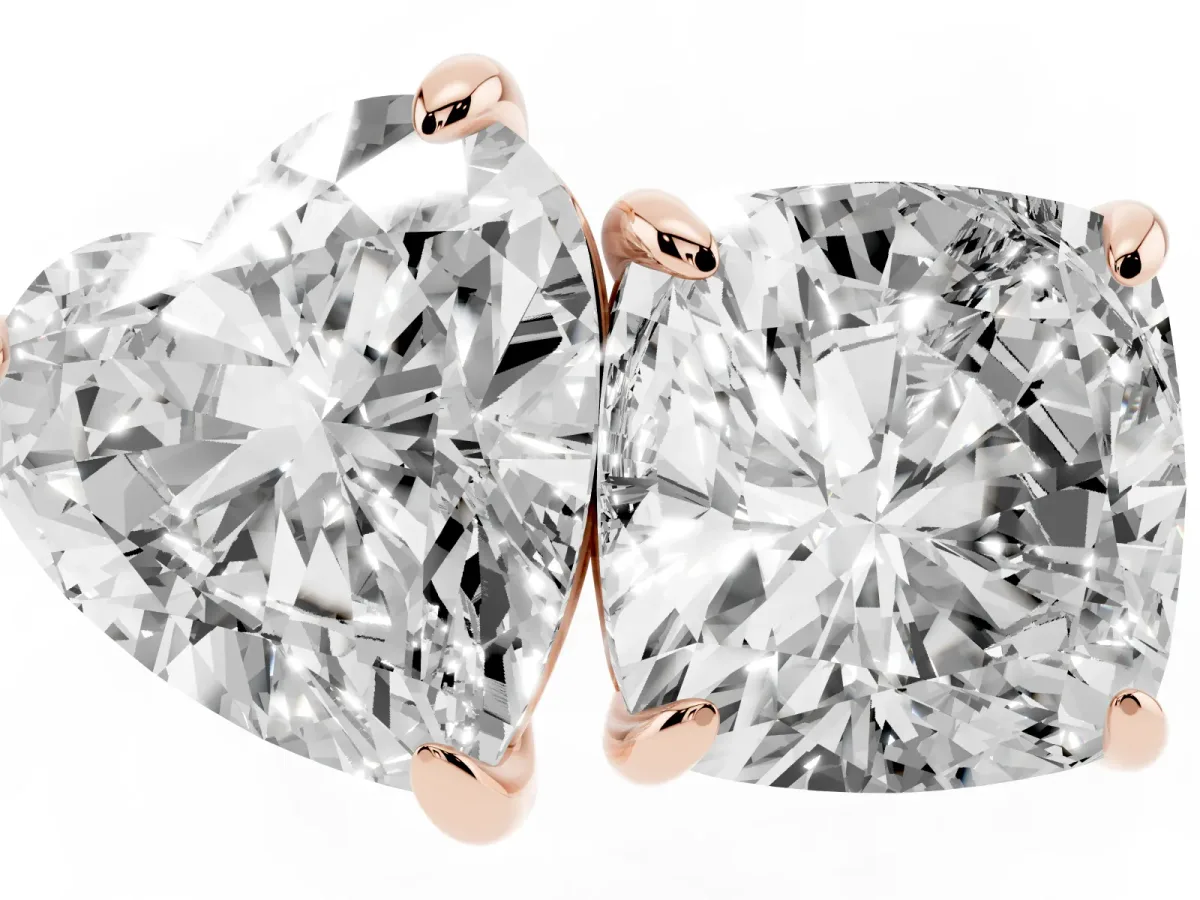 Cushion and Heart Toi Moi Ring with Prong Setting and Pave Band Rose gold