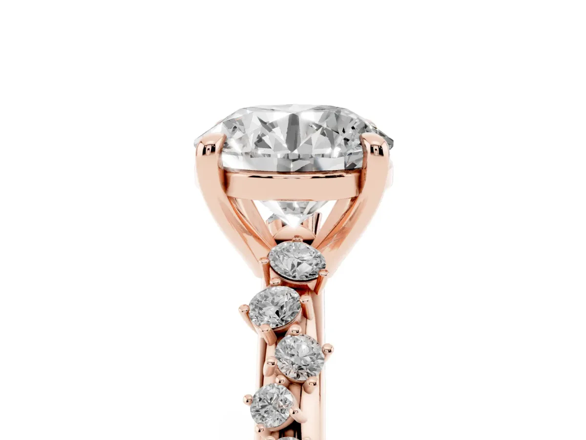 Round Cut Cut Diamond Vine Band with Four-Prong Setting Rose gold