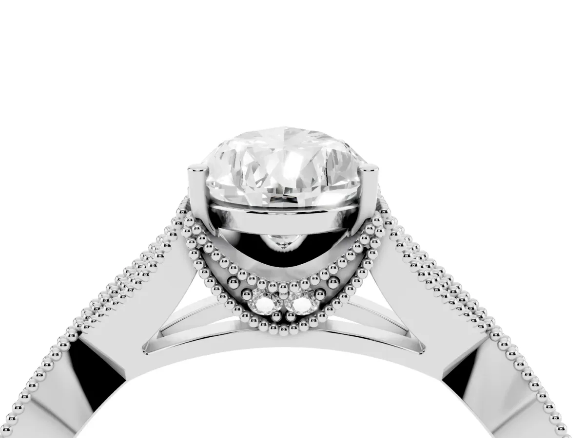 Pear Cut Cut Diamond Twisted Band with Milgrain Pave Setting and Four-Prong Setting Platinum
