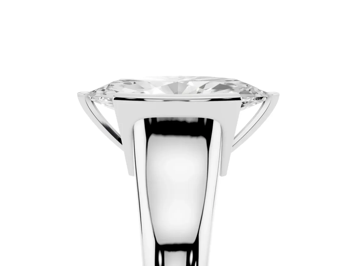 Marquise Cut Solitaire Tension Set Diamond Ring with Split Shank Band White gold