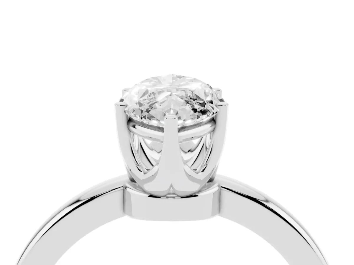 Marquise Cut Solitaire Diamond Ring with Six-Prong Setting on a Classic Band Silver