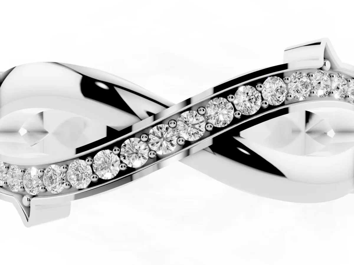 Pavé Round Diamond Twist Band with Channel Setting White gold