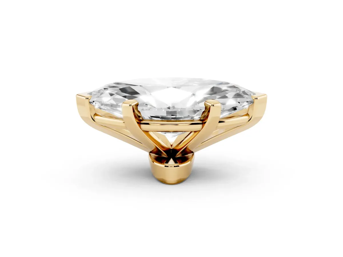 Marquise Cut Diamond Solitaire Ring with Prong Setting and Classic Band Yellow gold