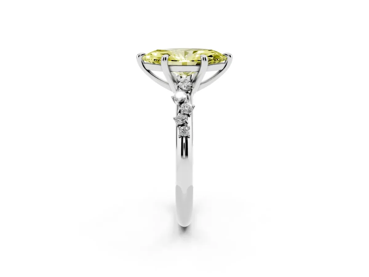 Fancy Yellow Marquise Cut Cut Diamond Vine Band with Four-Prong Setting Silver