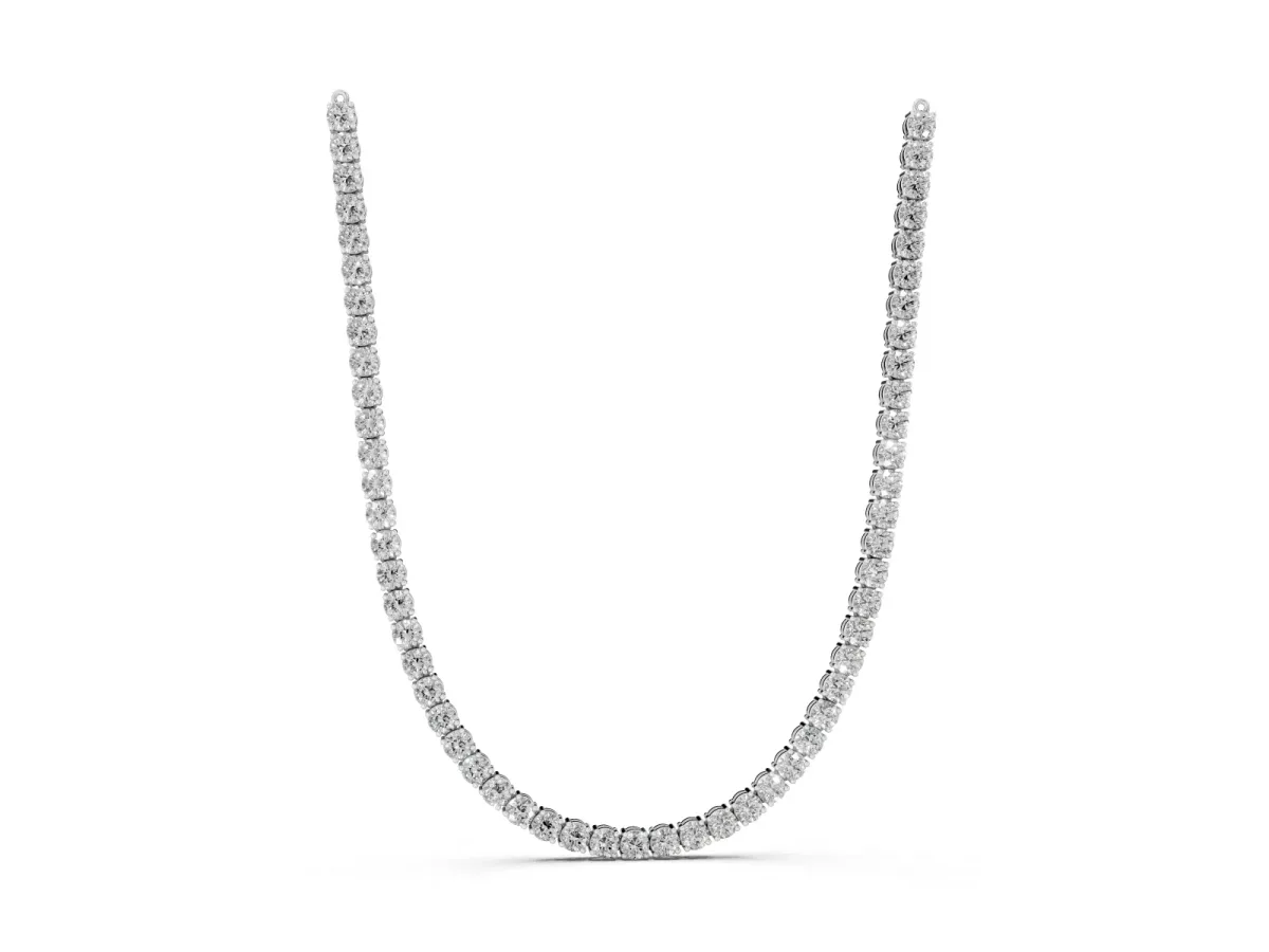 Round Diamond Tennis Necklace with Four-Prong Setting Silver