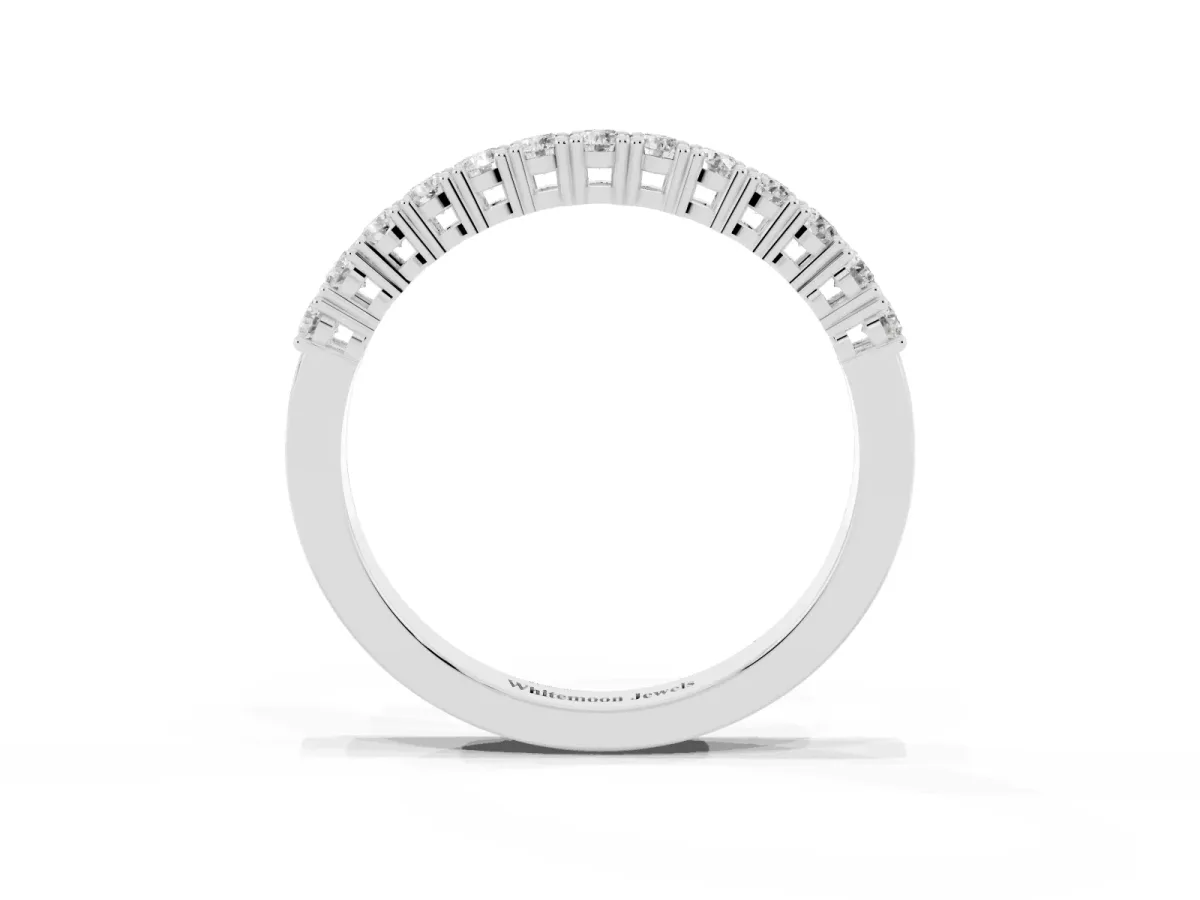 Round Diamond Half-Eternity Band with Shared Prong Setting Platinum