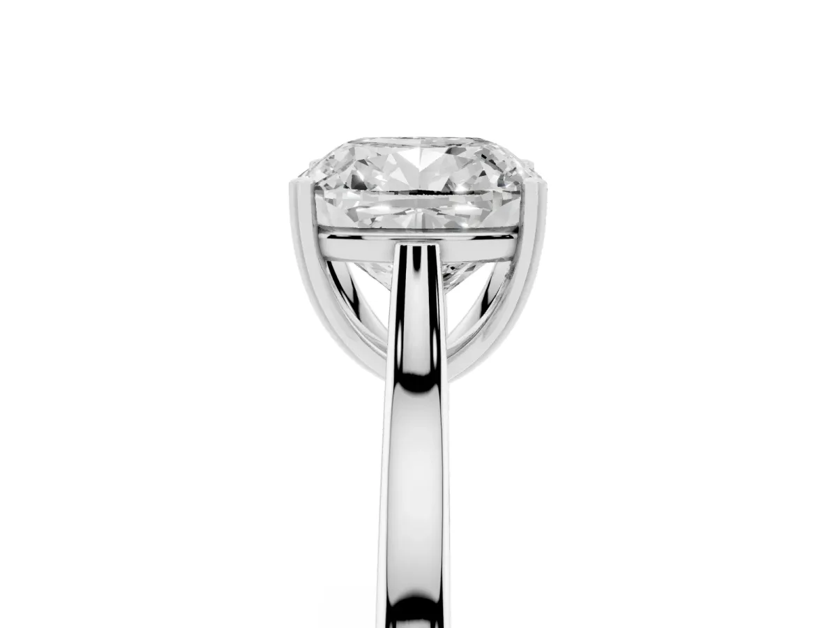 Cushion Cut Solitaire Heart Prong Engagement Ring with Tapered Band White gold