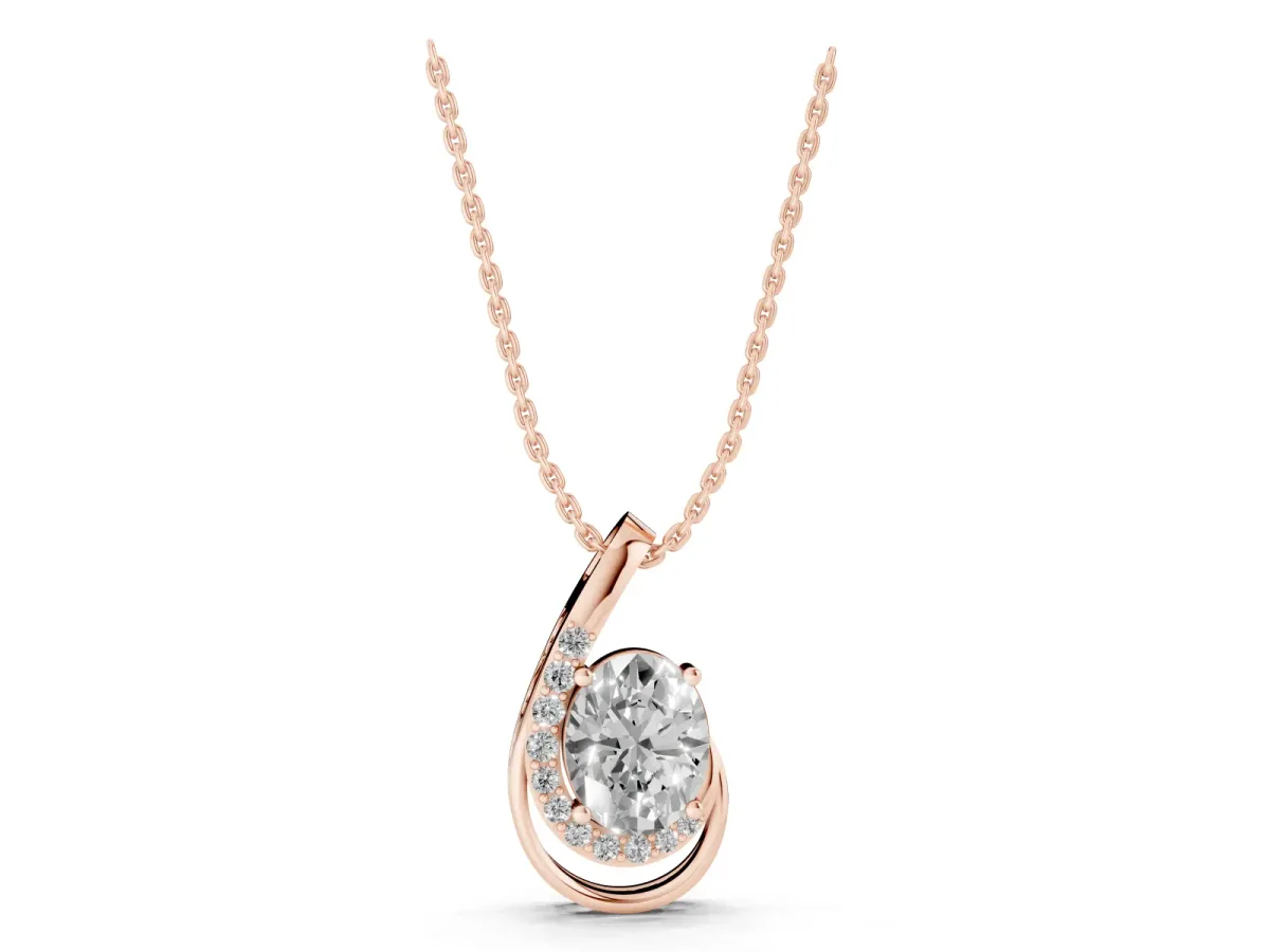 Round Diamond Prong Set Swirl Pendant Rose gold