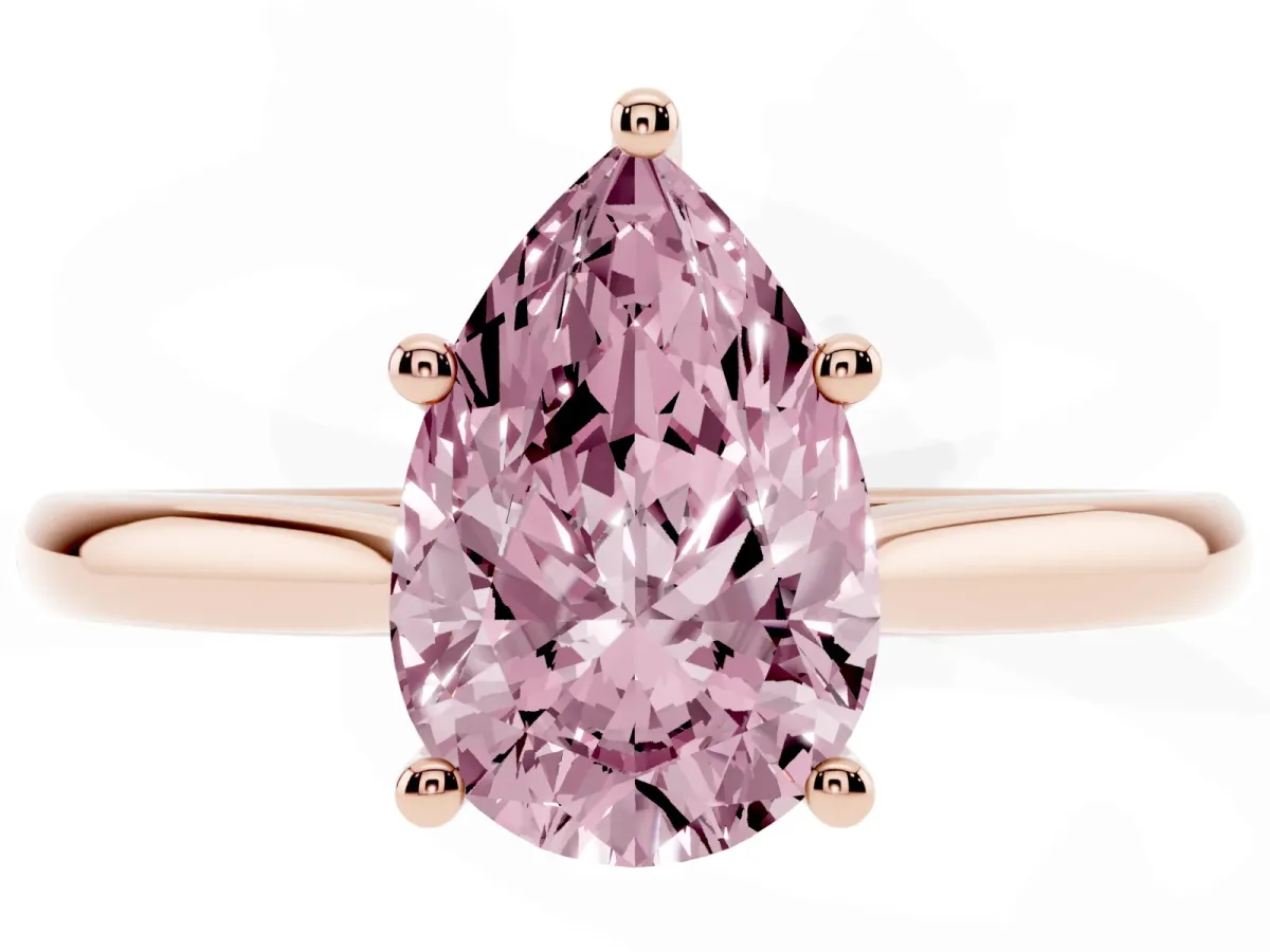 Fancy Pink Pear Cut Cut Solitaire Ring with Cathedral Band and Four-Prong Setting Rose gold