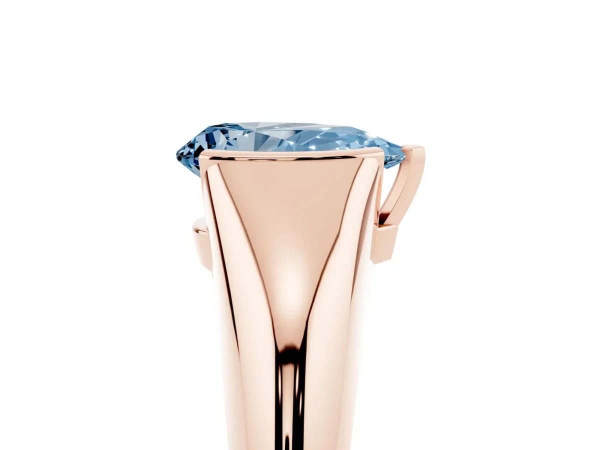 Fancy Blue Pear Cut Solitaire Tension Set Diamond Ring Rose gold