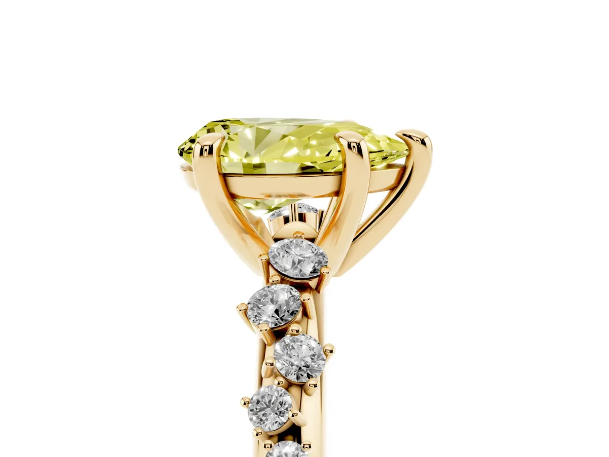 Fancy Yellow Pear Cut Cut Diamond Vine Band with Four-Prong Setting Yellow gold