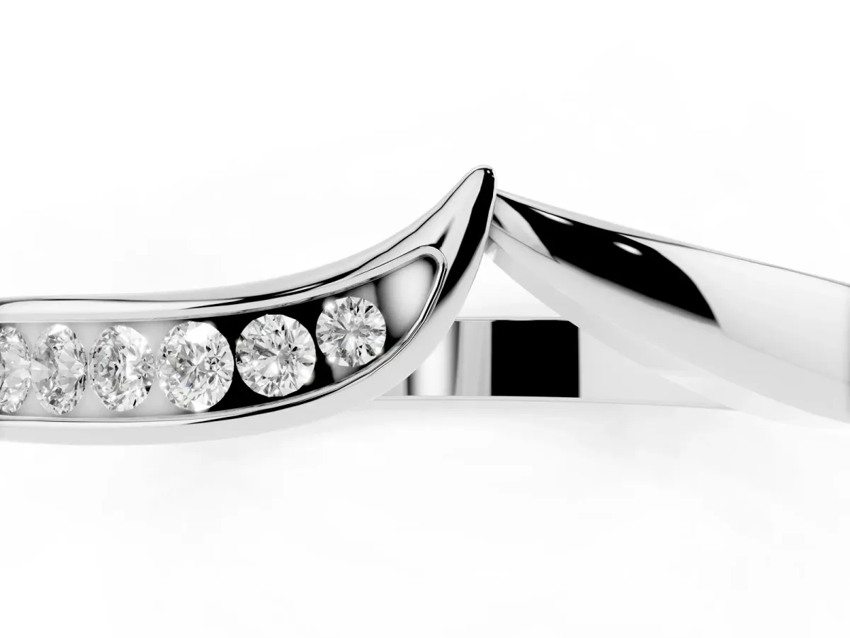 Channel Set Round Diamond Contour Band Silver