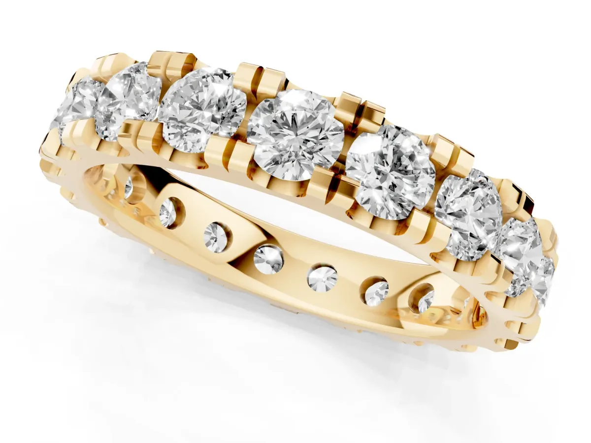 Round Diamond Full Eternity Band with U-Prong Setting Yellow gold