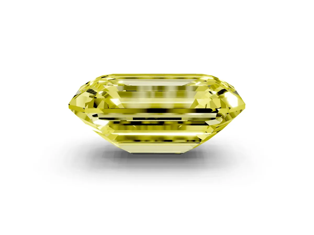 Fancy Yellow Emerald Cut Solitaire Twist Band Six-Prong Setting Yellow gold