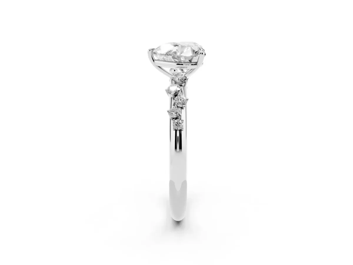 Heart Cut Diamond Cluster Prong-Set Solitaire Ring Platinum