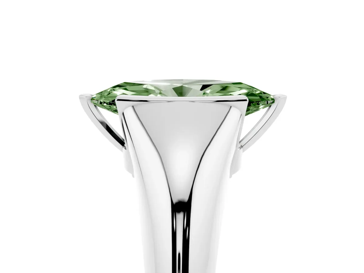 Fancy Green Marquise Cut Solitaire Tension Set Diamond Ring Silver