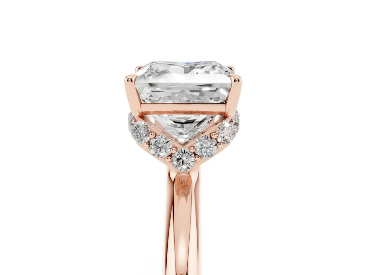 Princess Cut Brilliant Solitaire Engagement Ring with Six-Prong Setting and Classic Band Rose gold