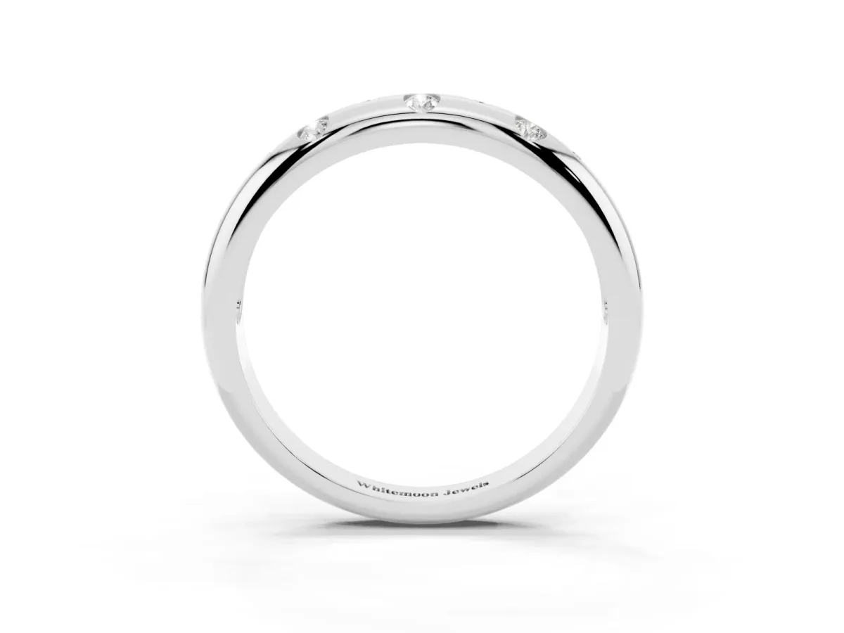 Round Diamond Flush-Set Comfort Fit Band White gold