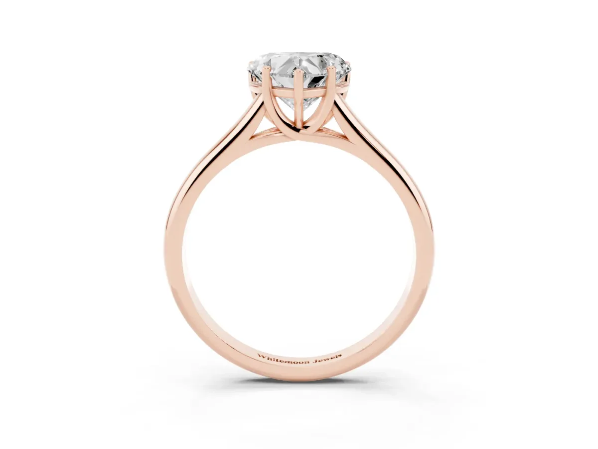 Heart Cut Cut Diamond Solitaire Engagement Ring with Tapered Plain Band and Four-Prong Setting Rose gold