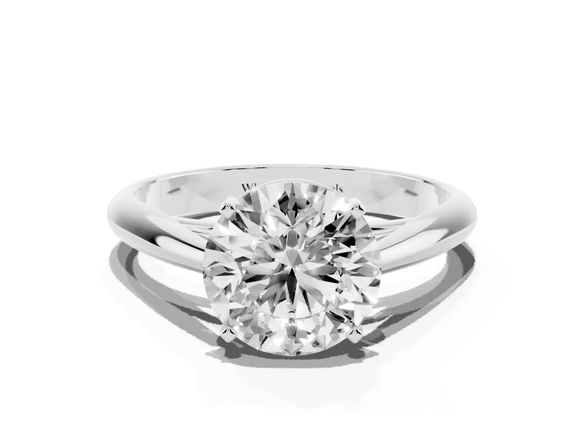 Round Cut Diamond Solitaire Engagement Ring with Cathedral Setting and Four-Prong Mount White gold