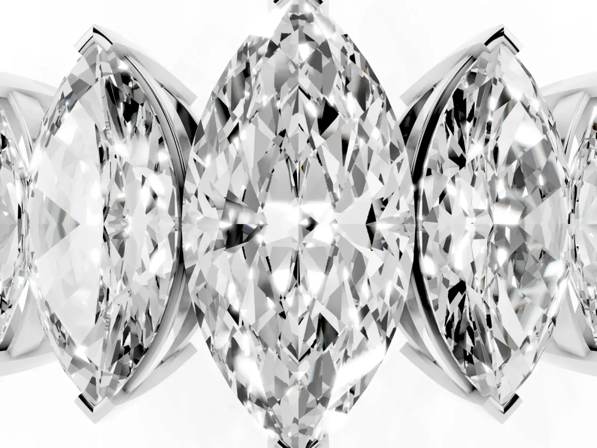 Five-Stone Marquise Diamond Prong Set Band White gold