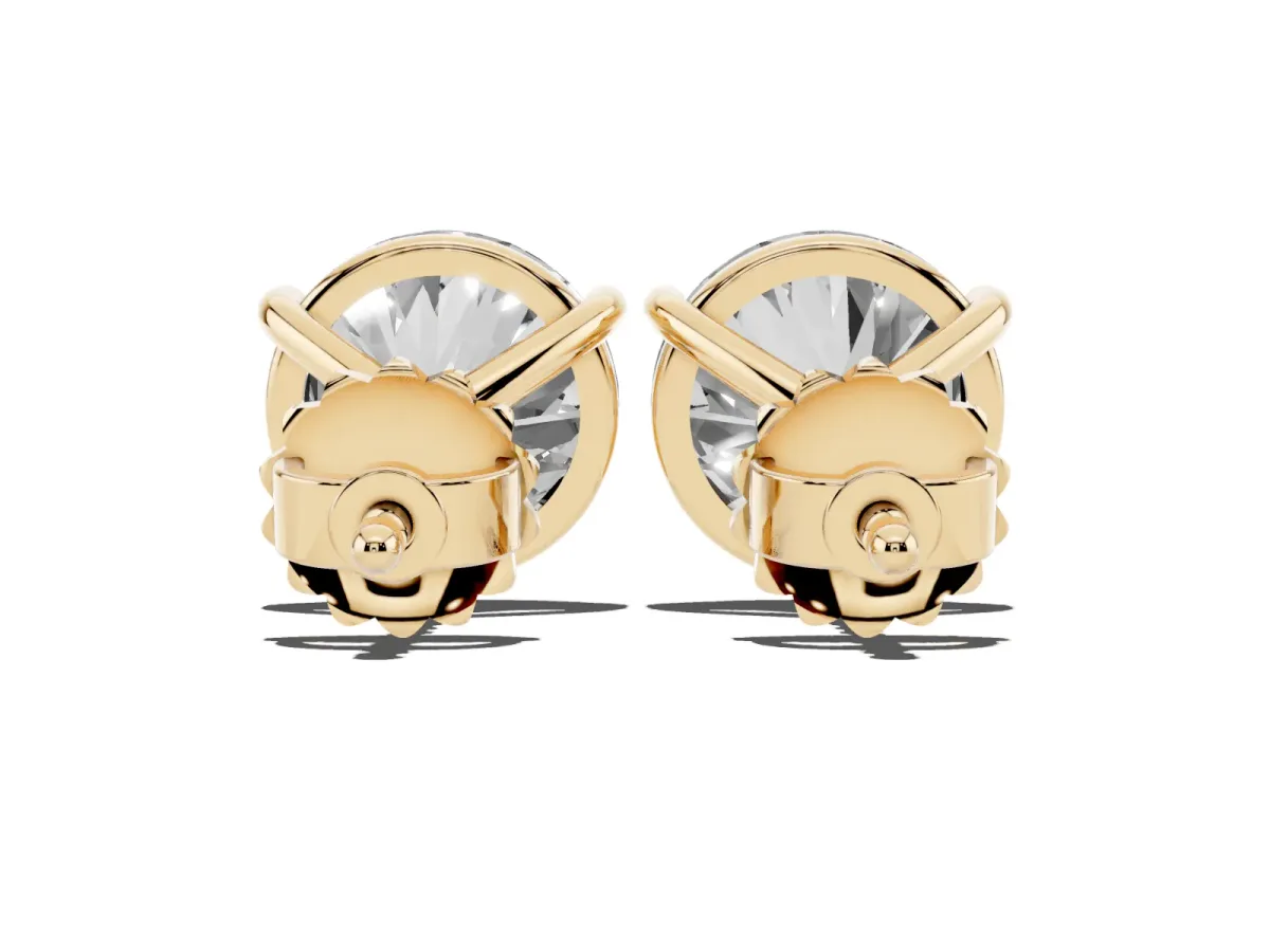 Round Brilliant Diamond Martini Stud Earrings Yellow gold
