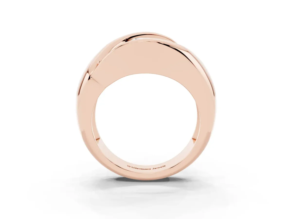 Channel Set Oval Cut Diamond Crossover Band Rose gold