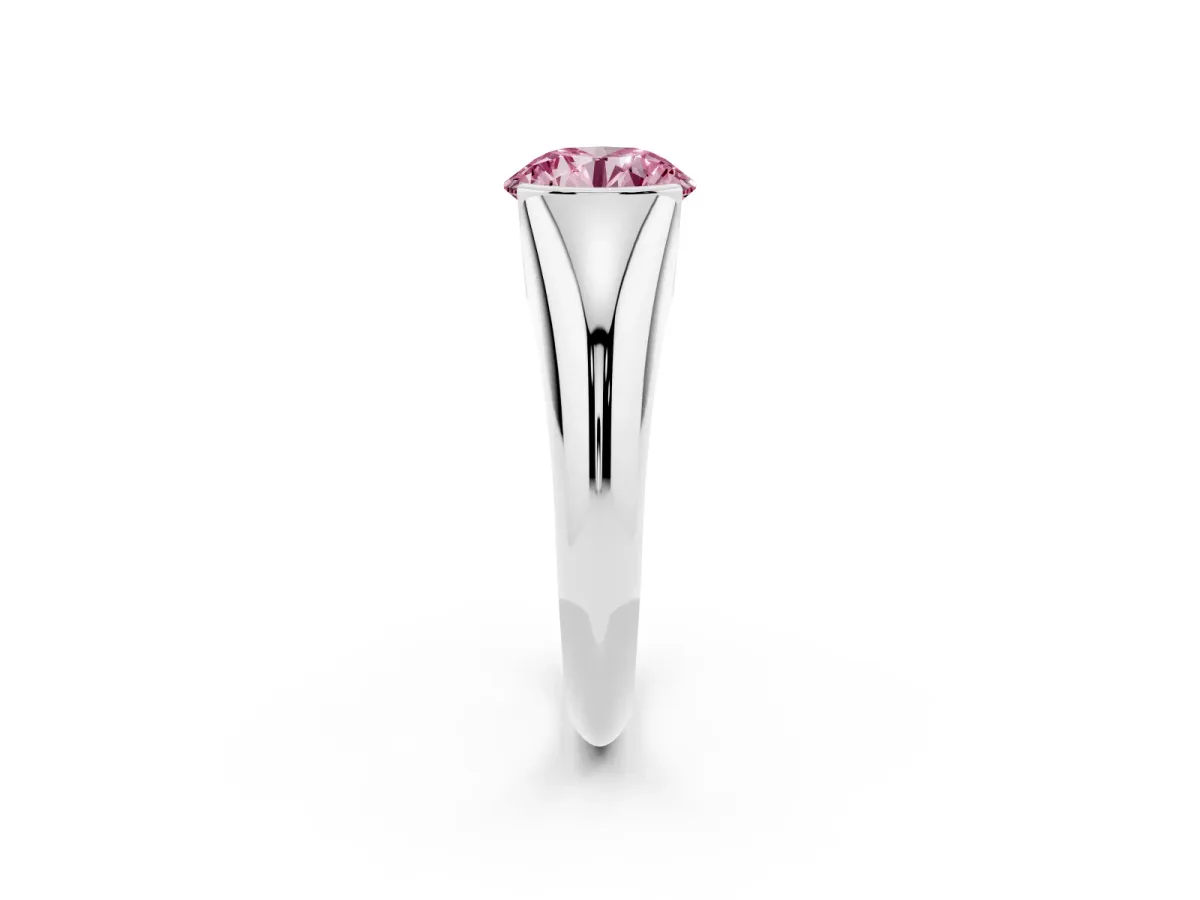Fancy Pink Round Cut Solitaire Tension Set Diamond Ring Silver