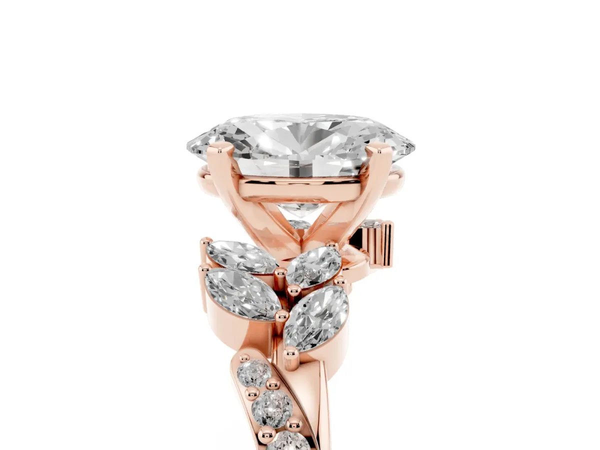 Oval Cut Solitaire Marquise Twist Band with Six-Prong Setting Rose gold