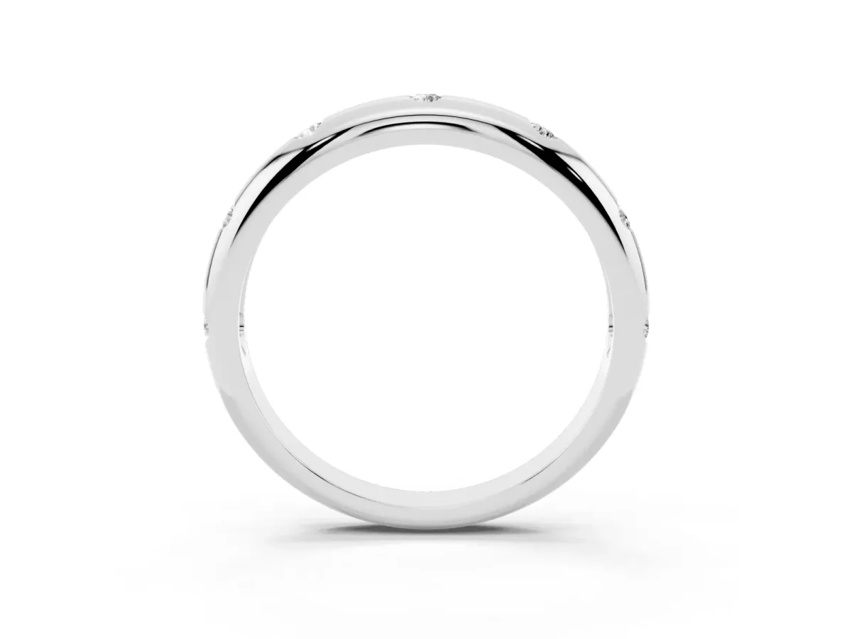 Bezel Set Round Diamond Comfort Fit Band Silver
