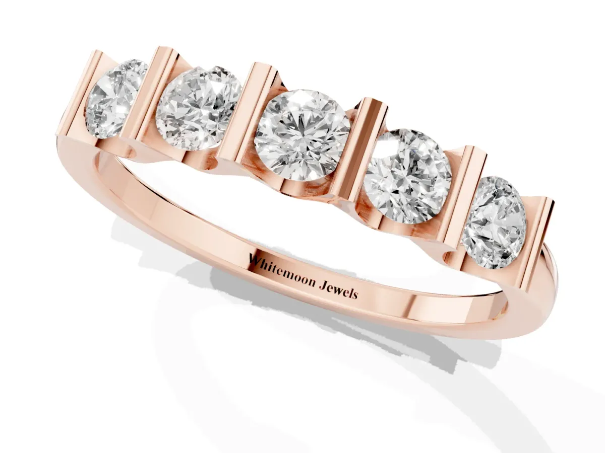 Channel-Set Round Diamond Five-Stone Band Rose gold