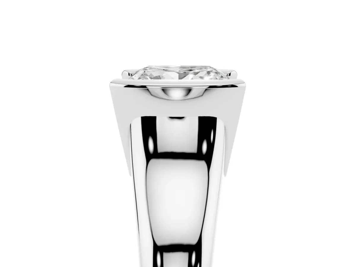 Princess Cut Solitaire Tension Set Diamond Ring with Split Shank Band Silver
